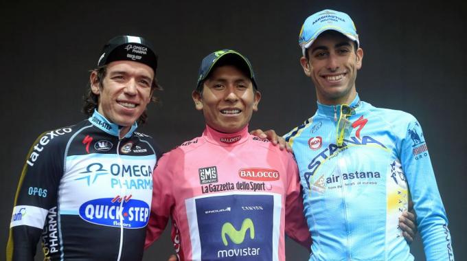 Da sx, Uran Quintana e Aru, sul podio al Giro e grandi favoriti alla Vuelta 2014